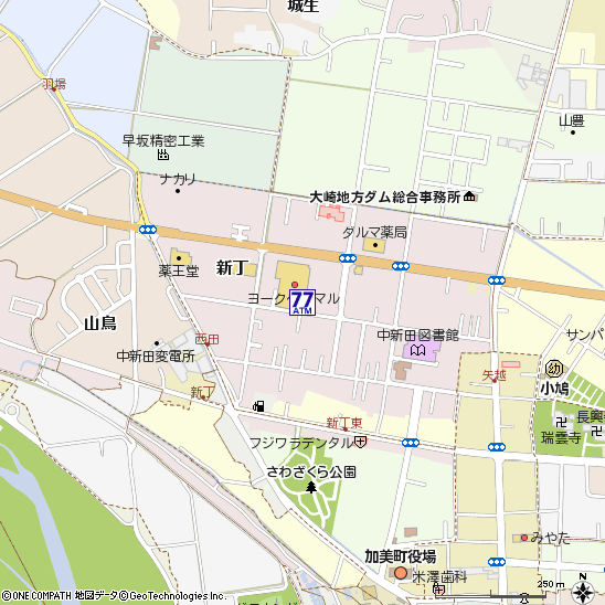 ヨークベニマル中新田店付近の地図